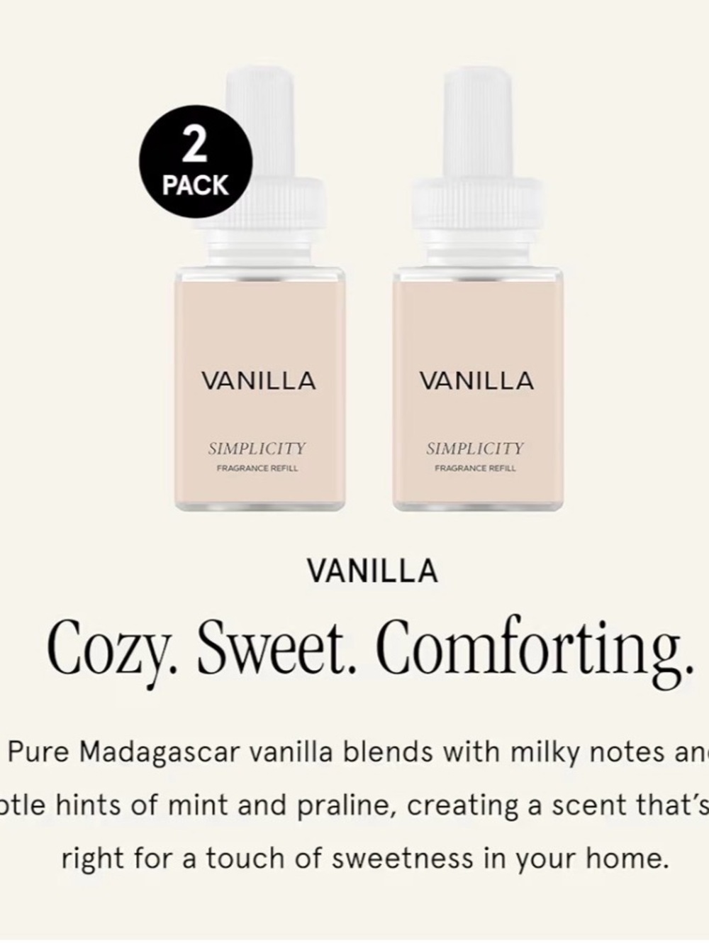Simplicity by Pura Vanilla Fragrance Refill - 2 Pack
